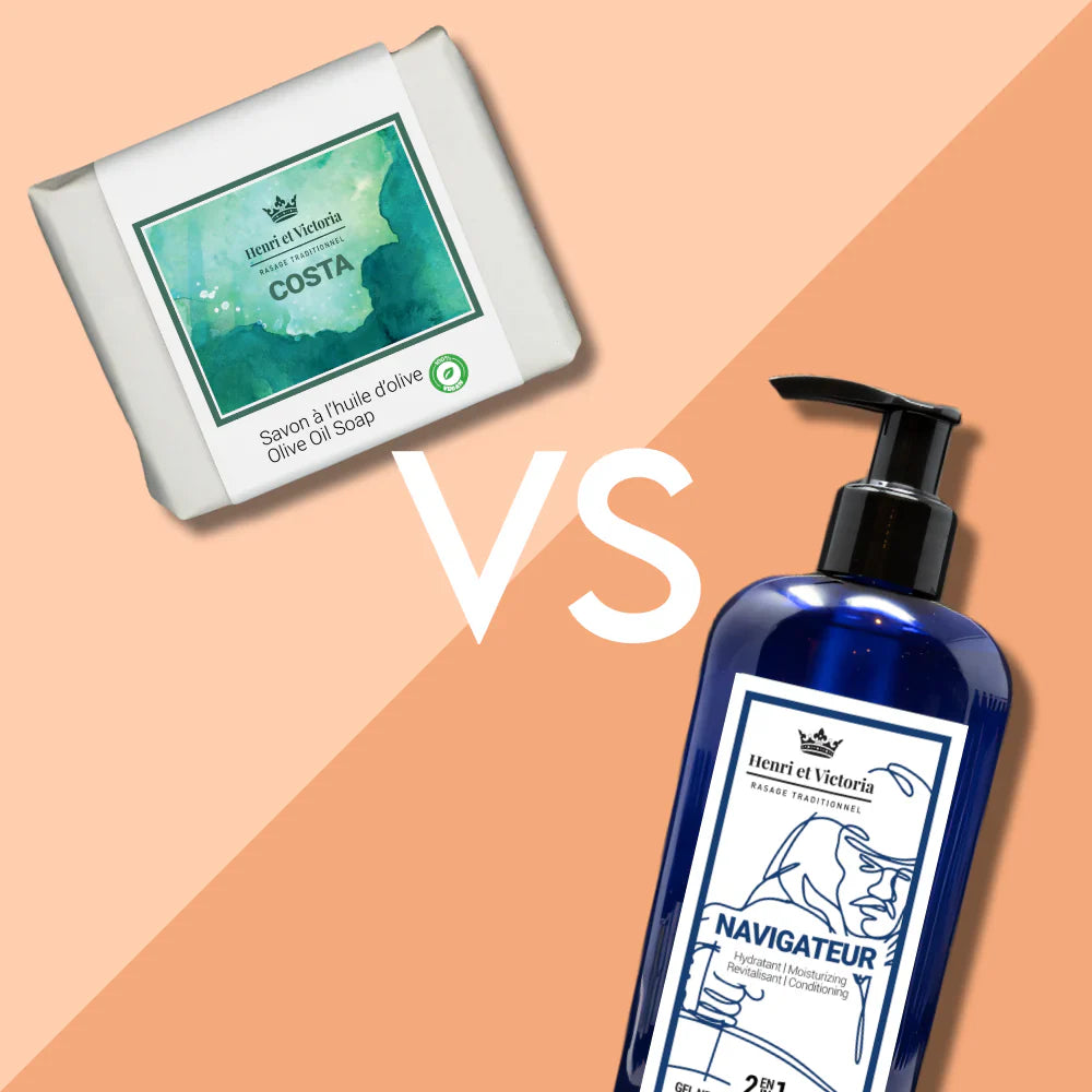 Savon en Barre vs. Gel Nettoyant pour les Hommes